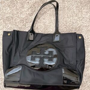 Tory Burch Black Patent Trim Tote